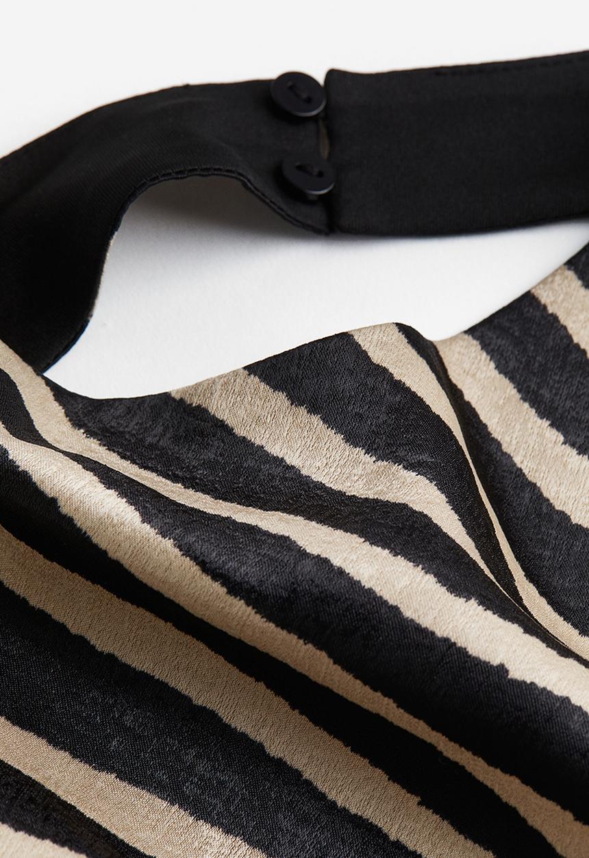 H&M - Satin halterneck top - black/zebra print