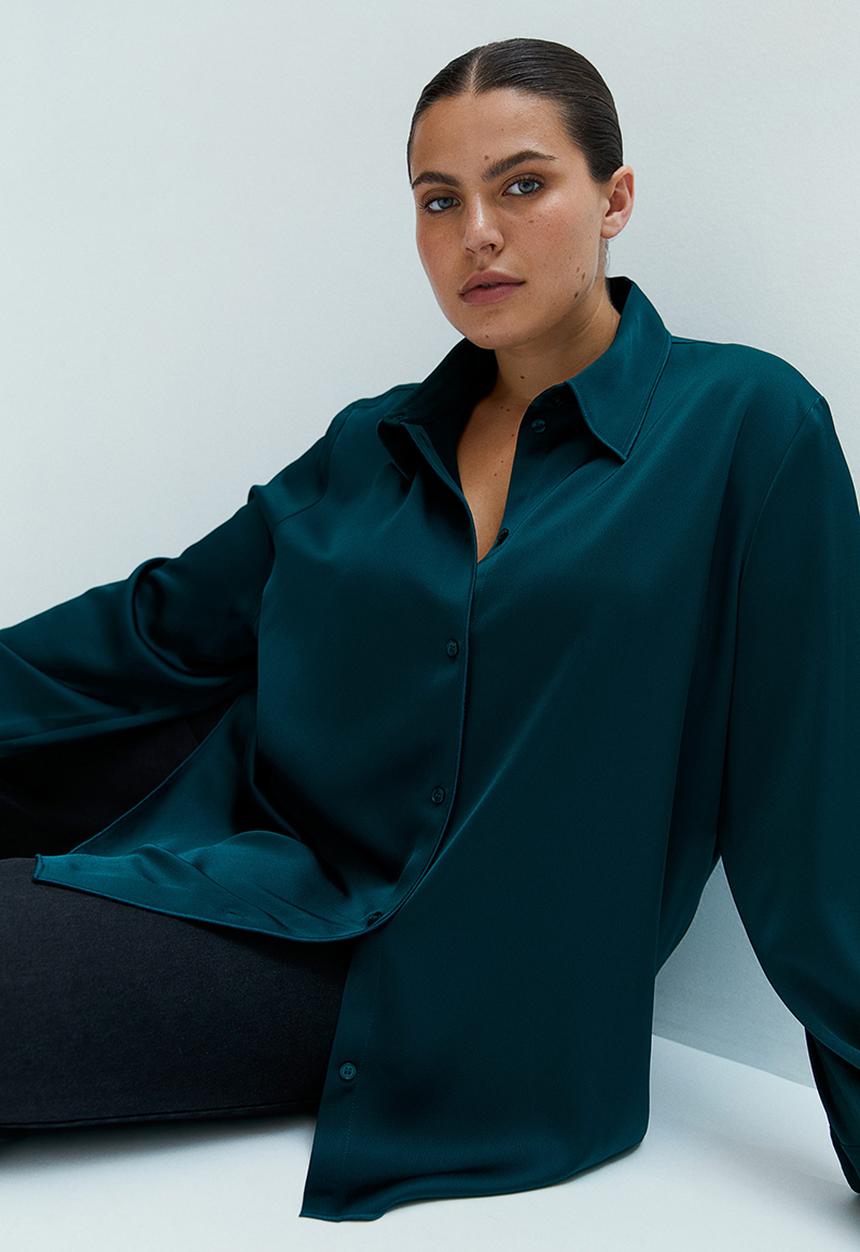 H&M - Satin shirt - dark green