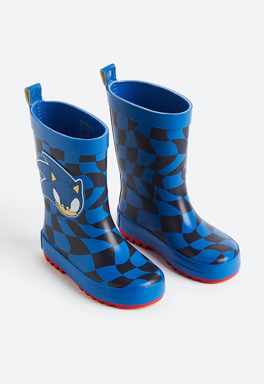 H&M - Printed wellingtons - bright blue/sonic the hedgehog