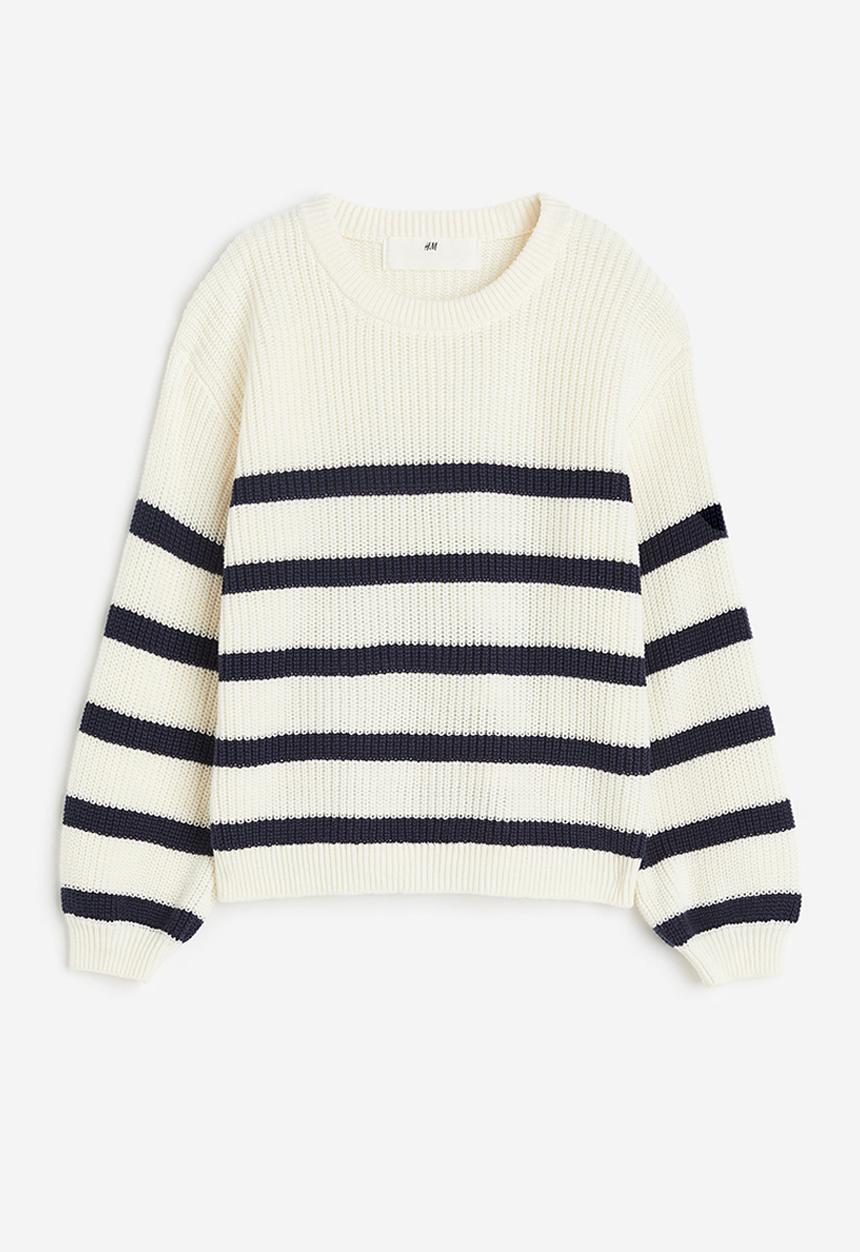 H&M - Textured-knit jumper - white/black striped