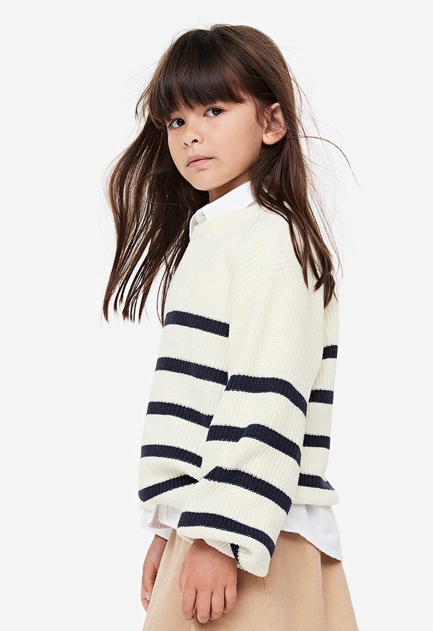 H&M - Textured-knit jumper - white/black striped