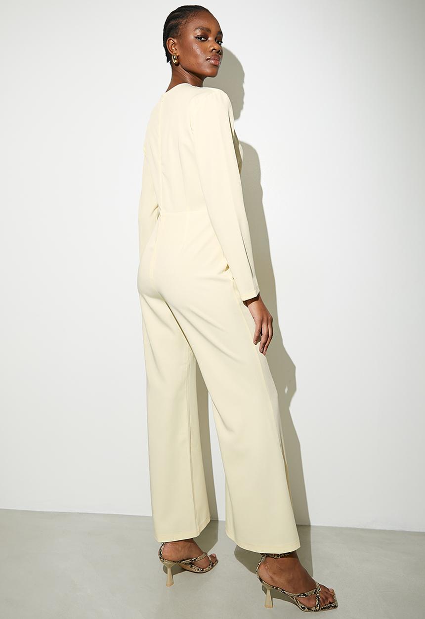 VELVET - Draped deep v jumpsuit - cream