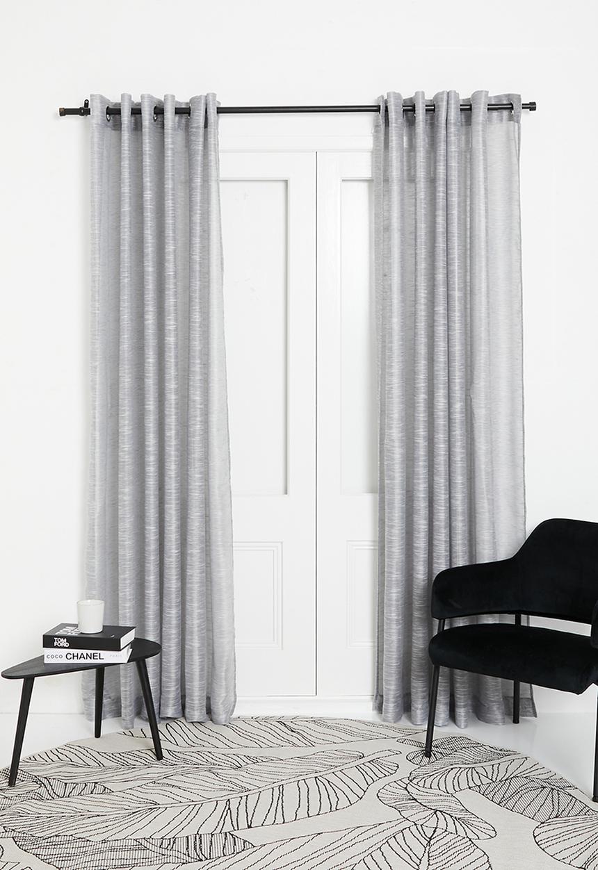 Sixth Floor - Turin Textured Sheer Eyelet Curtain - Grey
