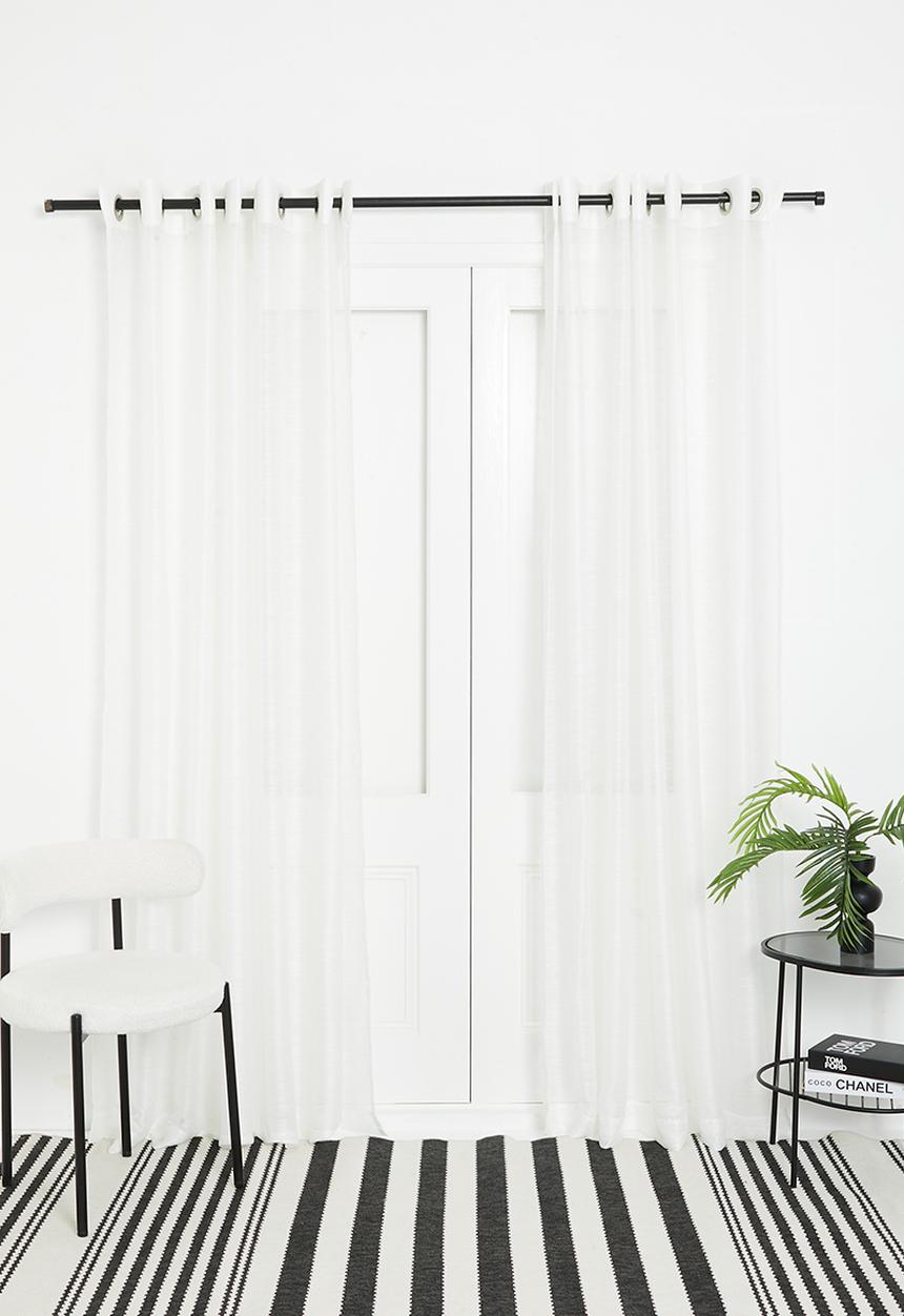 Sixth Floor - Turin Textured Sheer Eyelet Curtain - White