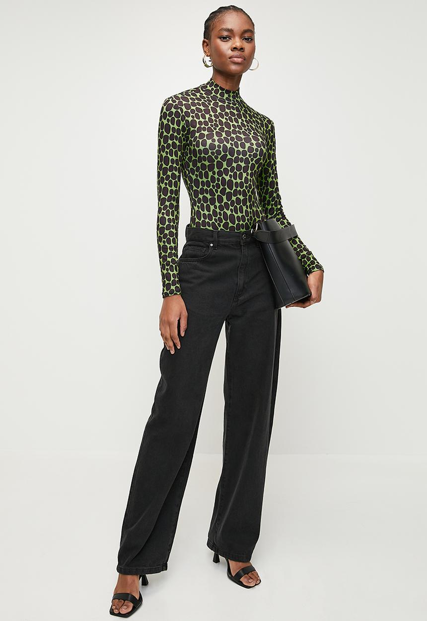 Superbalist - Small mini animal printed bodysuit - green & black