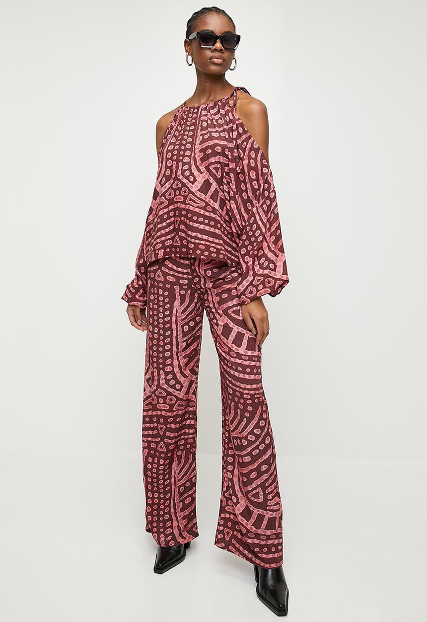 Superbalist - Co Ord Printed Wide Leg Pants - ink stamp print