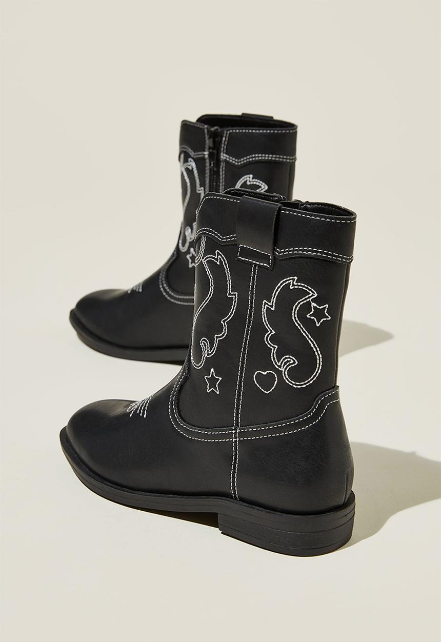 Cotton On - Montana western boot - black