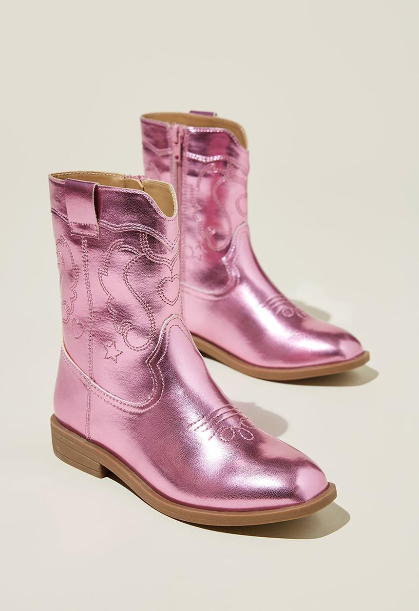 Cotton On - Montana western boot - pink metallic