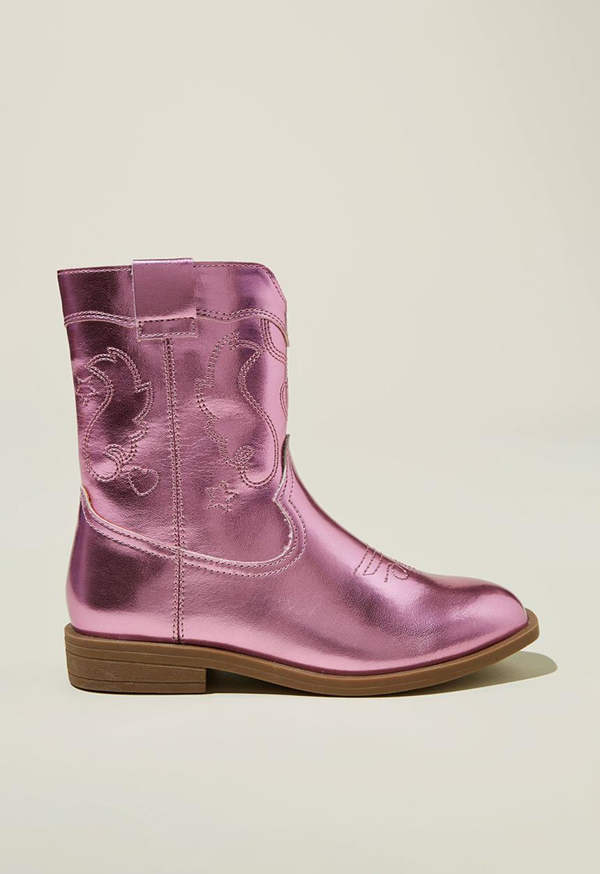 Cotton On - Montana western boot - pink metallic