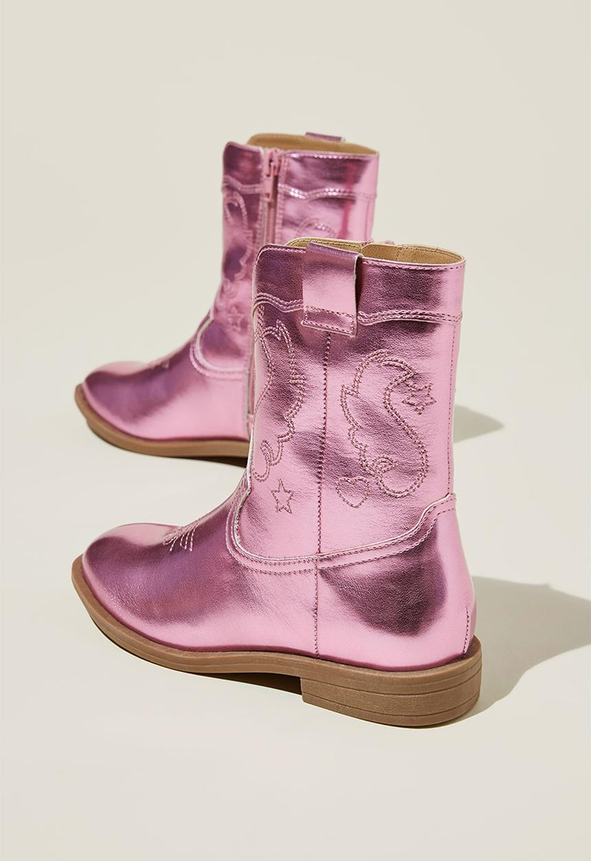 Cotton On - Montana western boot - pink metallic