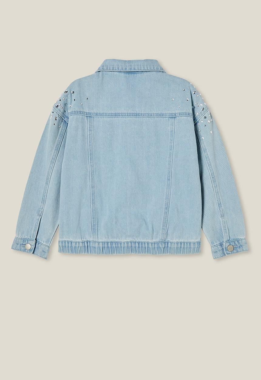 Cotton On - Emmy oversized denim jacket - bleach blue wash/diamante