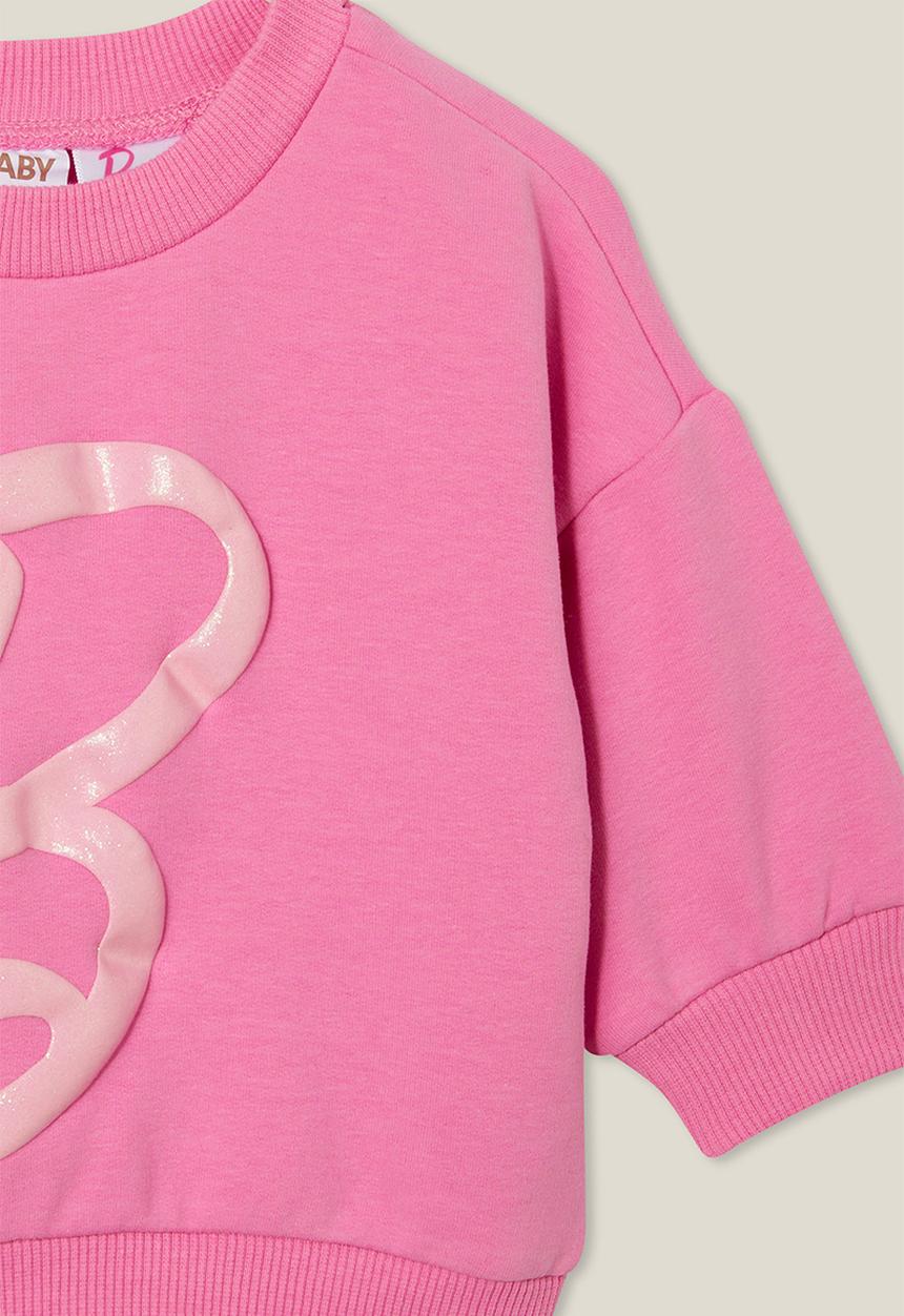 Cotton On - Alma drop shoulder sweater lcn - lcn mat pink gerbera/barbie glitter b