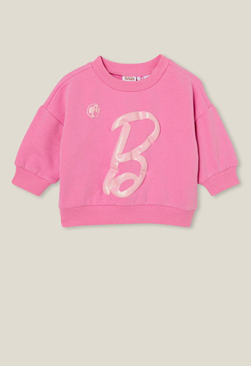Cotton On - Alma drop shoulder sweater lcn - lcn mat pink gerbera/barbie glitter b