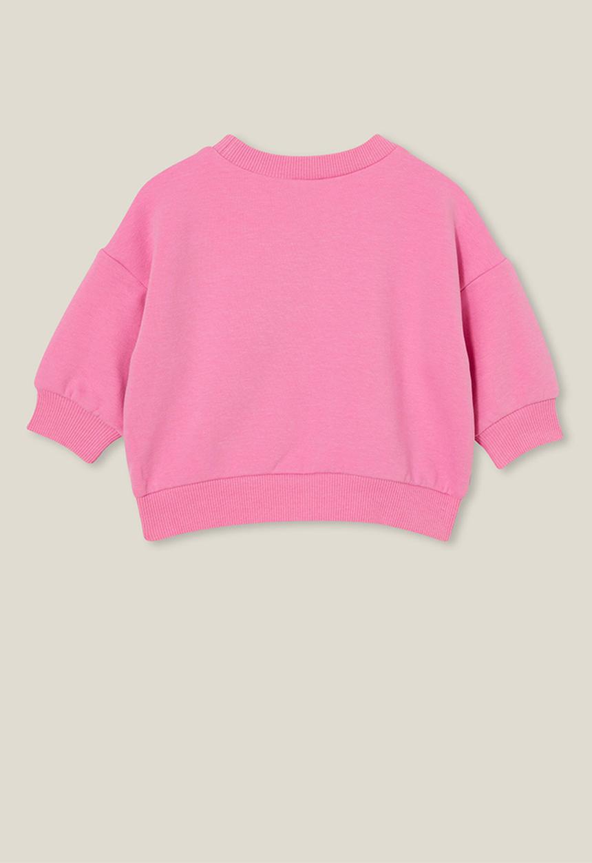 Cotton On - Alma drop shoulder sweater lcn - lcn mat pink gerbera/barbie glitter b