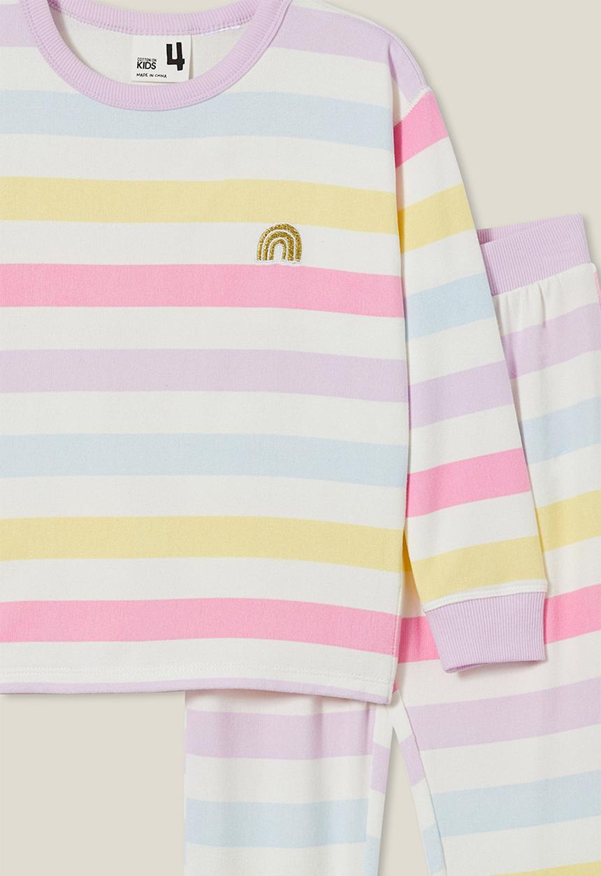 Cotton On - Serena long sleeve pyjama set - multi/bold rainbow stripe
