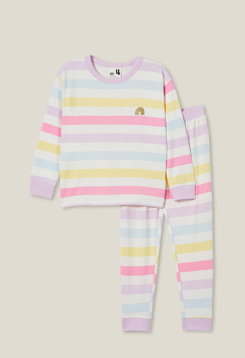 Cotton On - Serena long sleeve pyjama set - multi/bold rainbow stripe