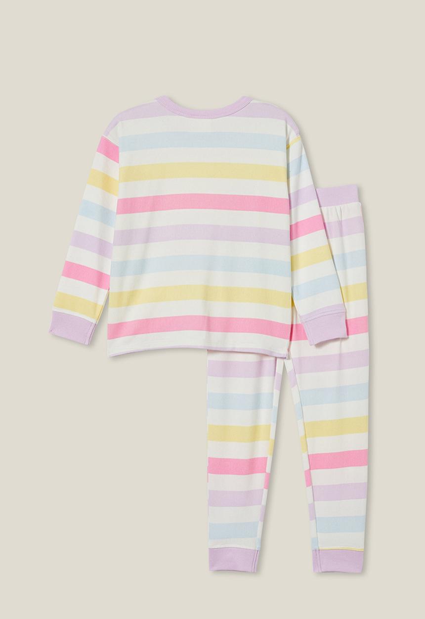 Cotton On - Serena long sleeve pyjama set - multi/bold rainbow stripe