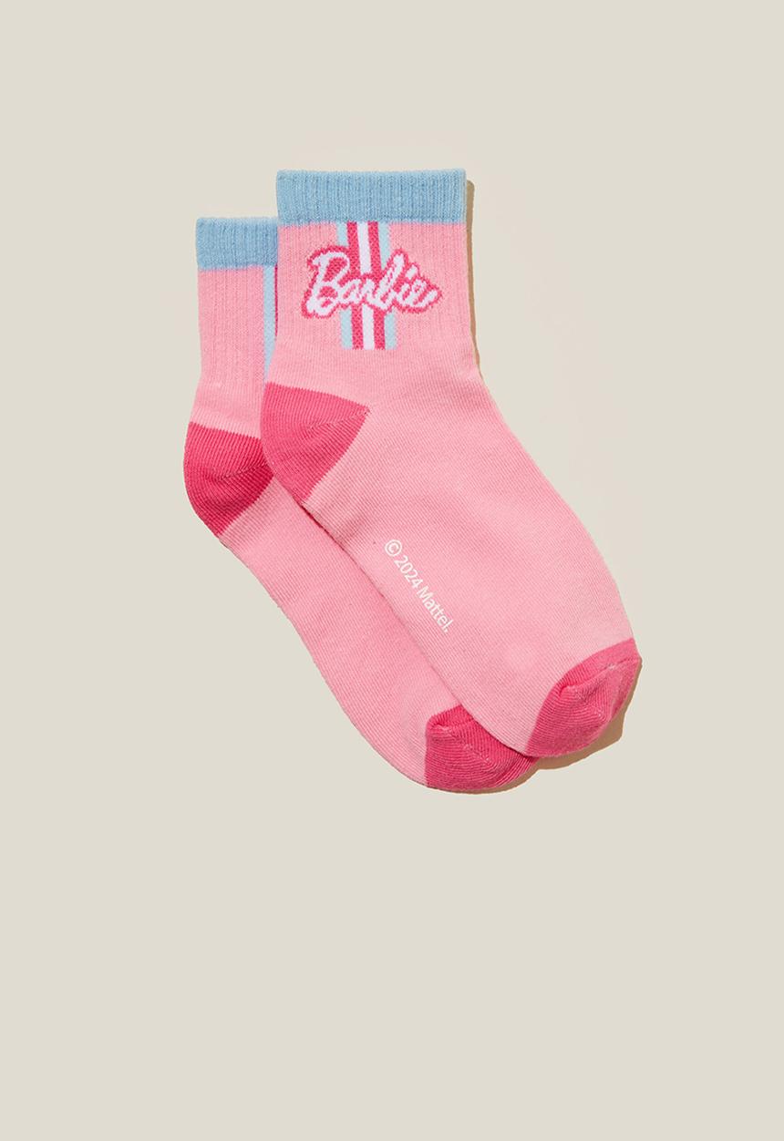 Cotton On - Single pack lcn mid crew sock - lcn mat cali pink/barbie