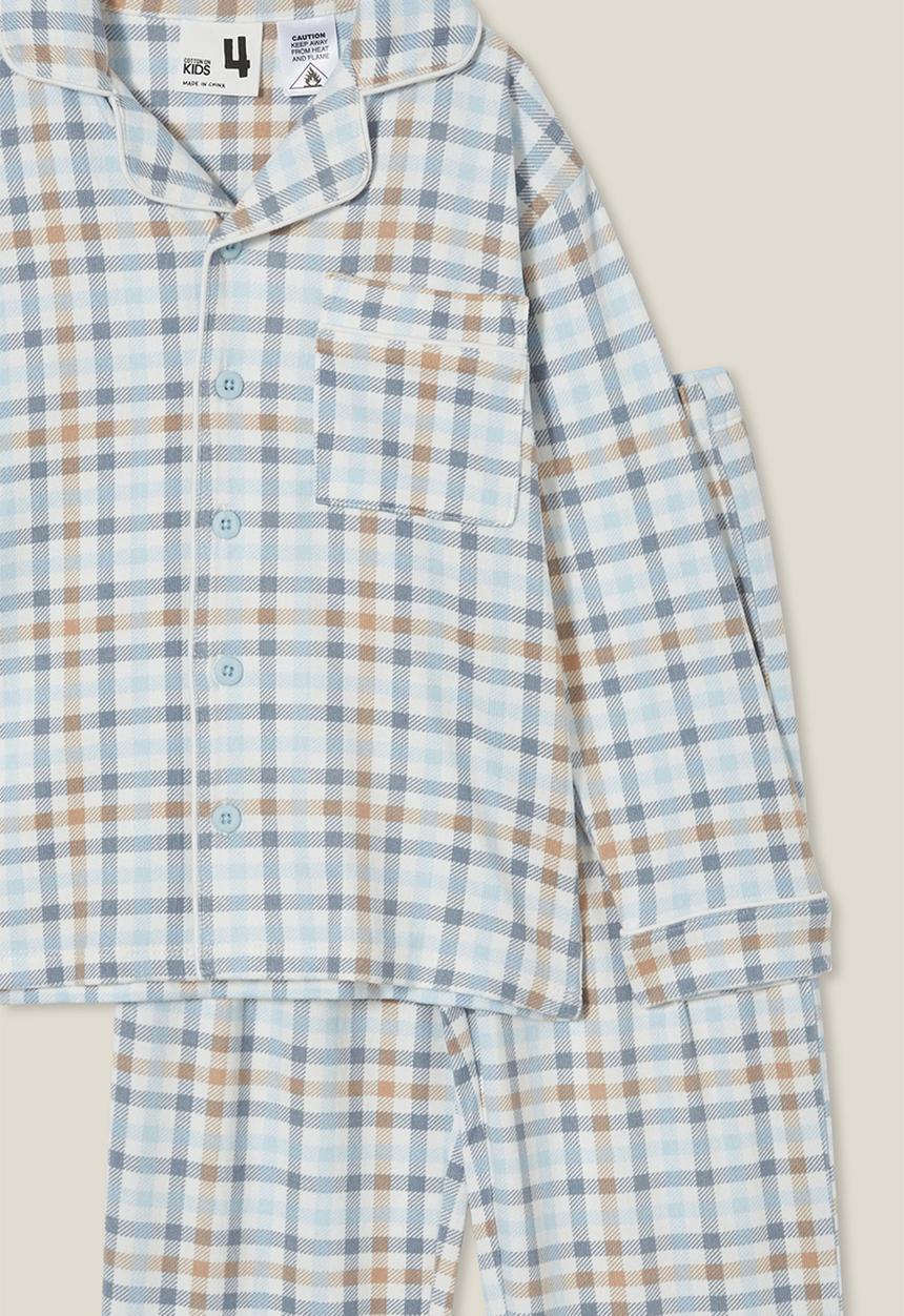 Cotton On - Lucas long sleeve pyjama set - frosty blue/academia plaid