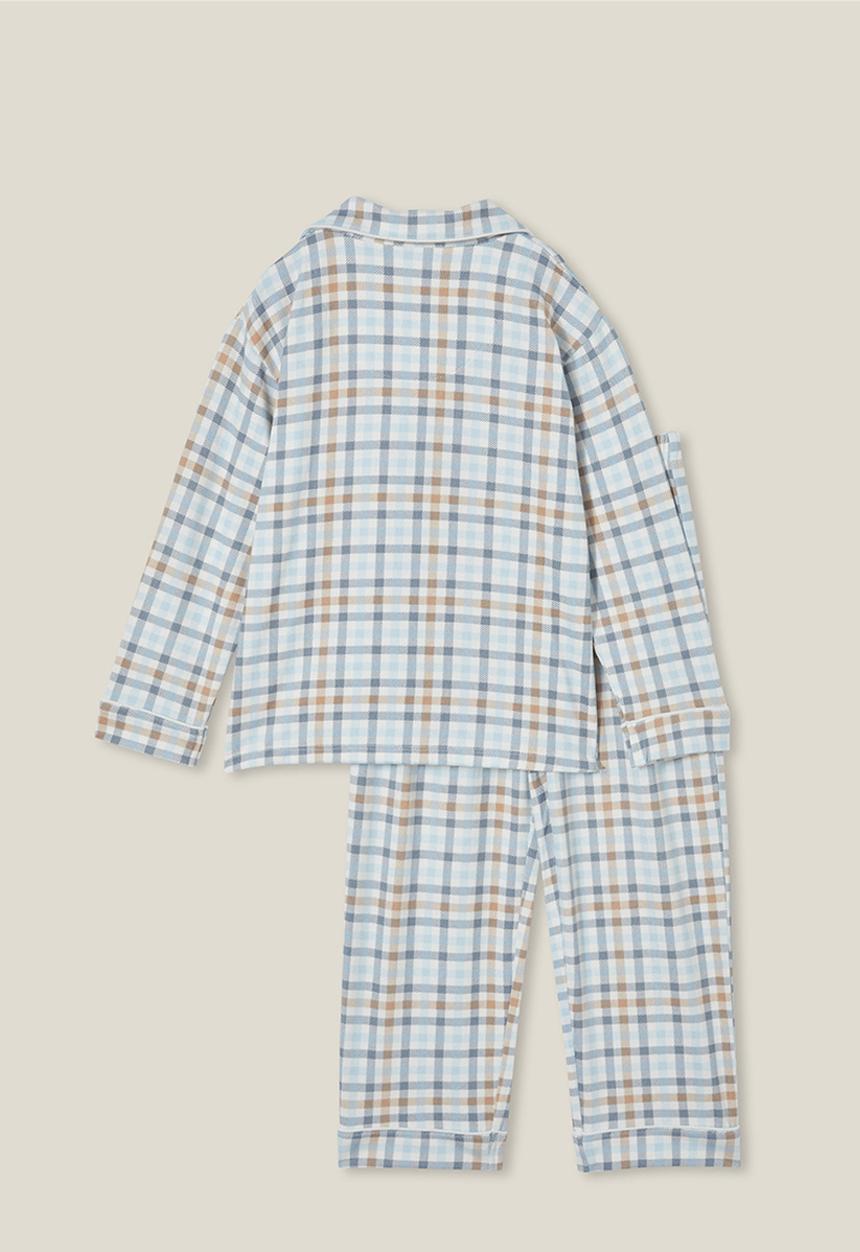 Cotton On - Lucas long sleeve pyjama set - frosty blue/academia plaid