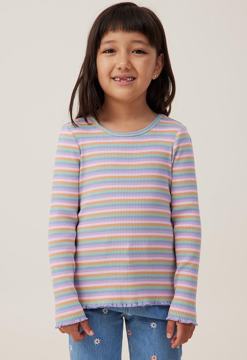Cotton On - Jade crew - retro rainbow stripe rib