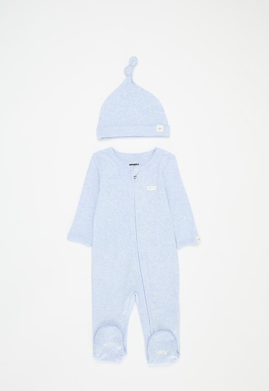 Levi’s® - Lvn footed coverall & hat set - lt mist heather