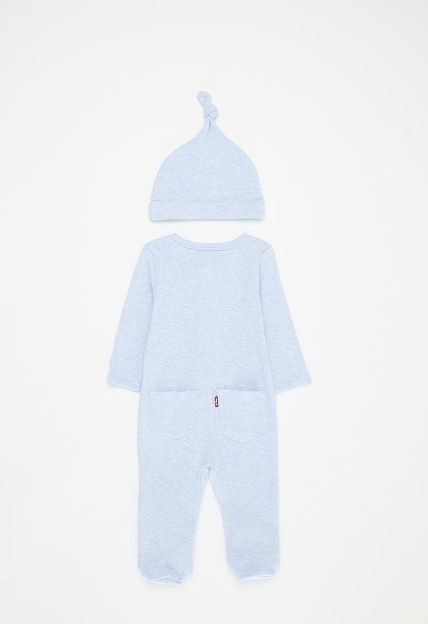 Levi’s® - Lvn footed coverall & hat set - lt mist heather