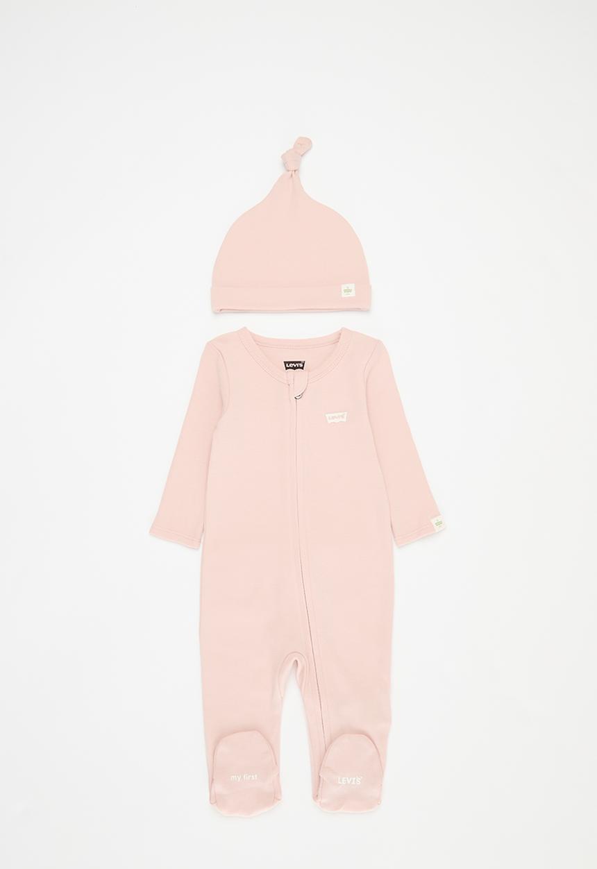 Levi’s® - Lvn footed coverall & hat set - peachskin