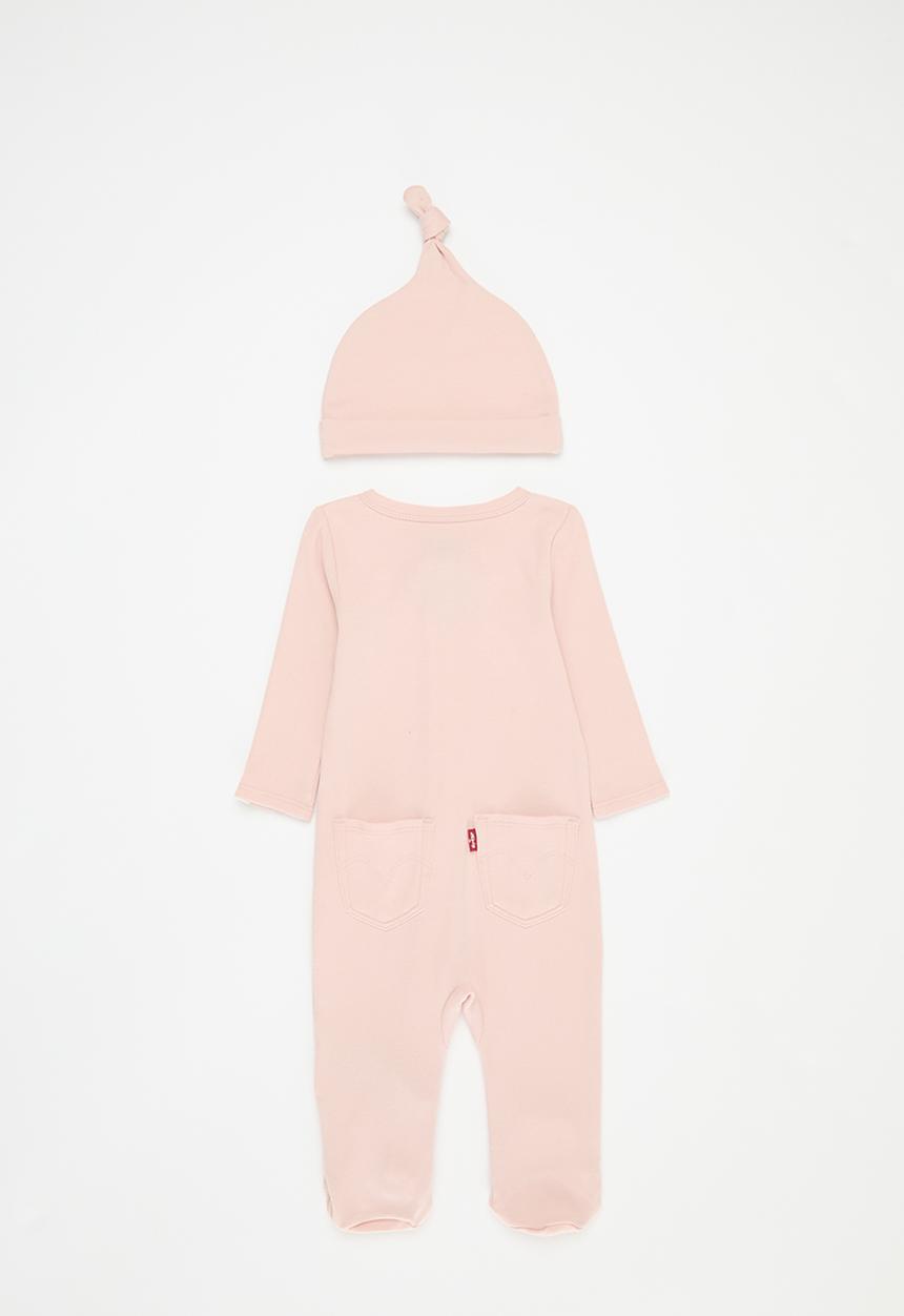 Levi’s® - Lvn footed coverall & hat set - peachskin