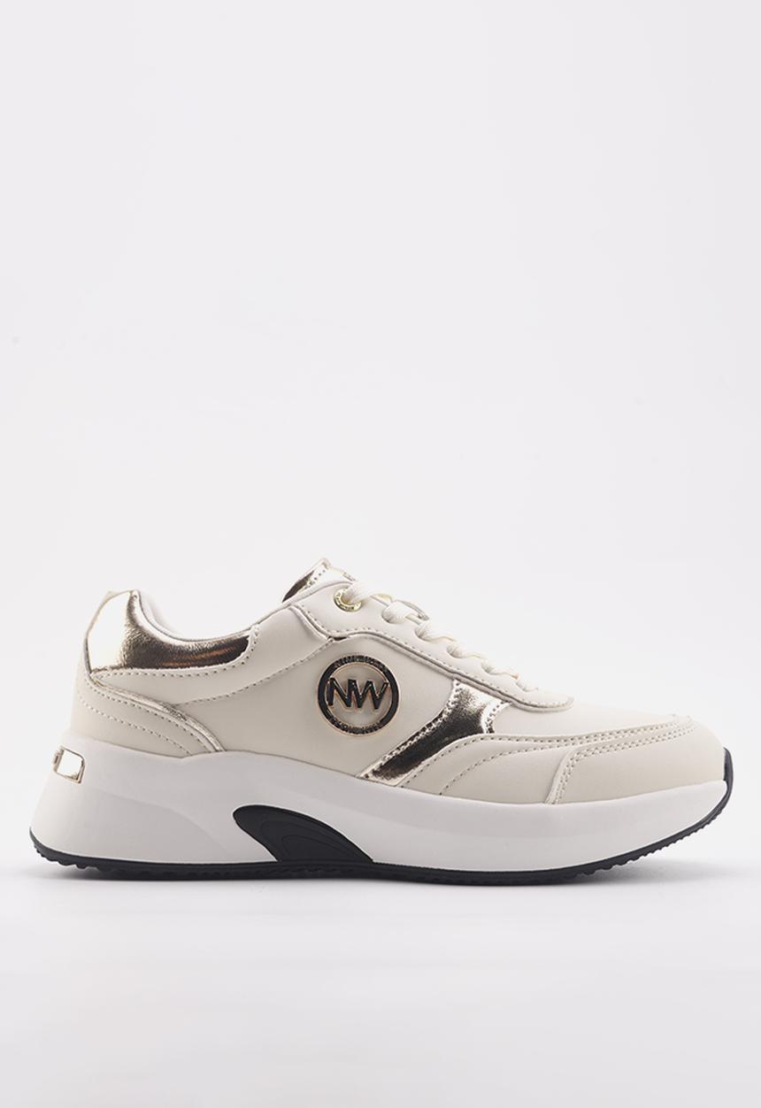 Nine West - Relon logo lace up sneaker - beige