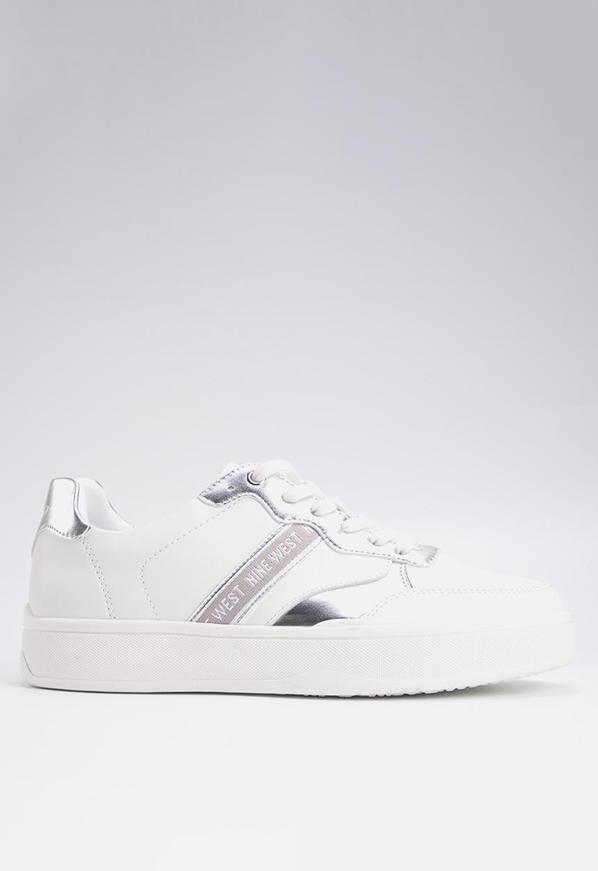 Nine West - Sala lace up sneaker - silver & white