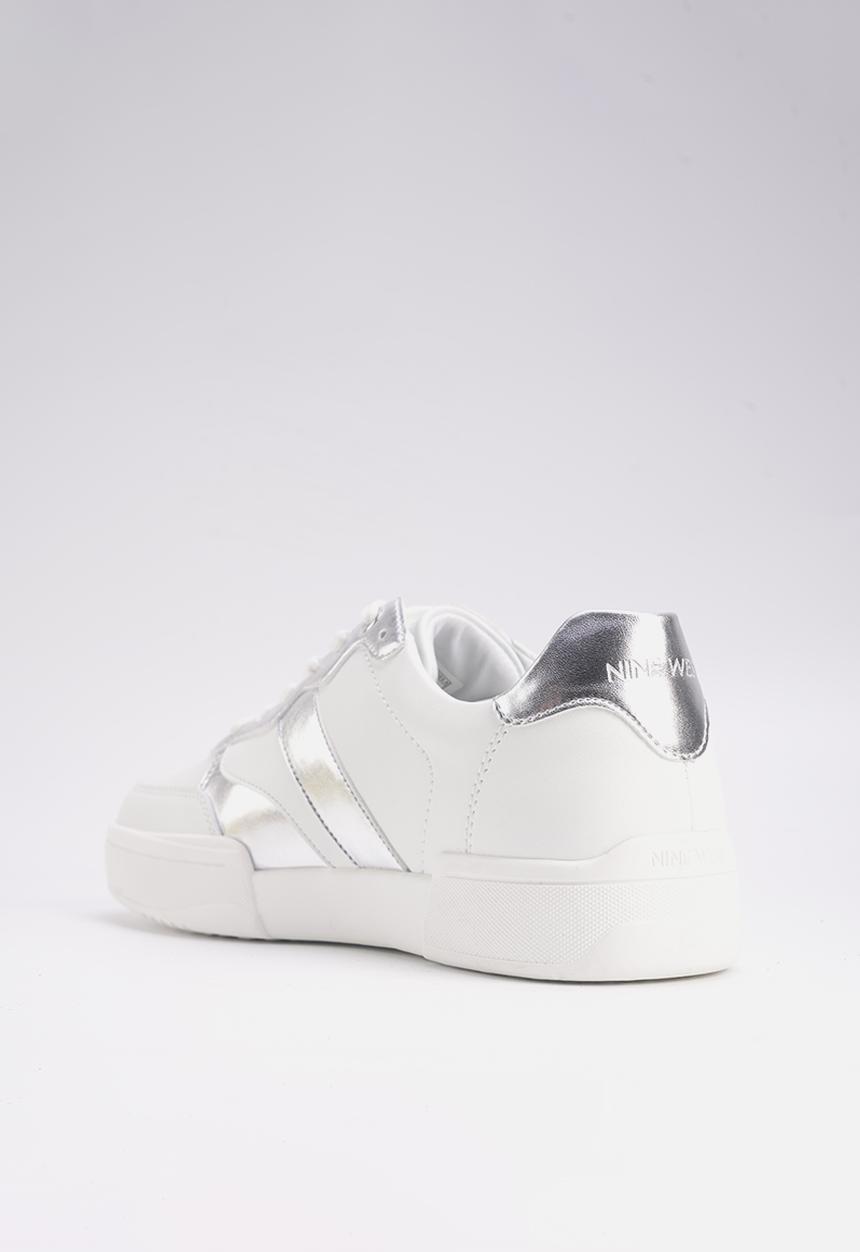 Nine West - Sala lace up sneaker - silver & white