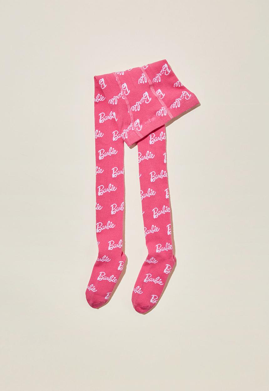 Cotton On - Solid tights - lcn mat pink gerbera/barbie logo