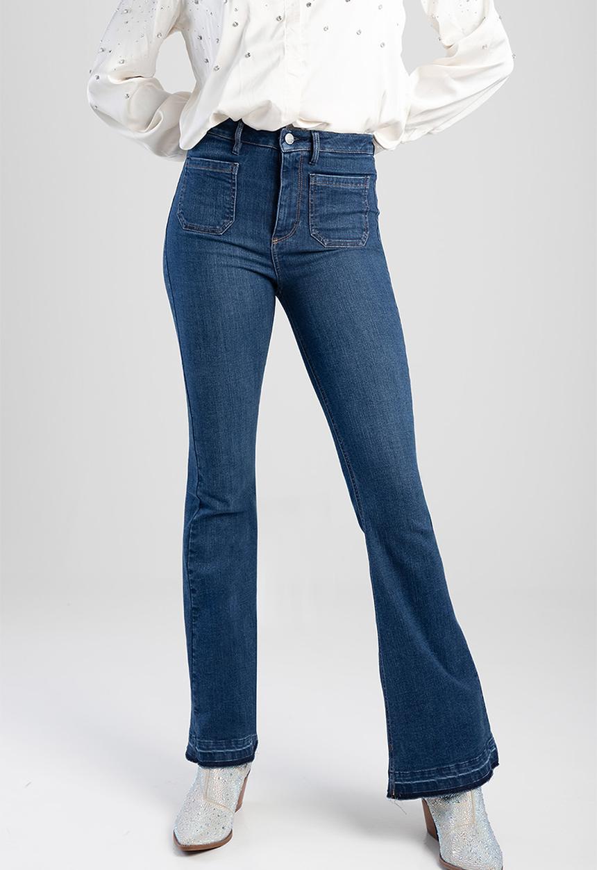 SISSY BOY - Amy-Lee: High Skinny Flare With Patch Pockets - Dark Vintage