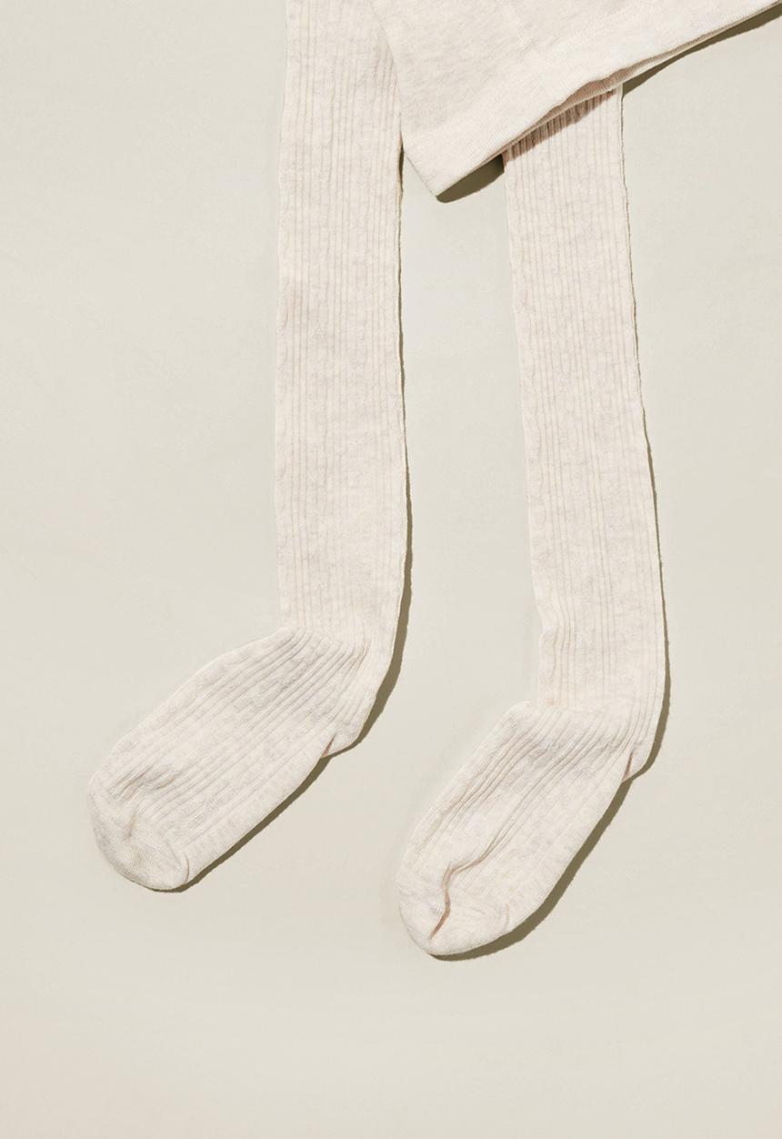 Cotton On - Solid tights - oatmeal marle/cable