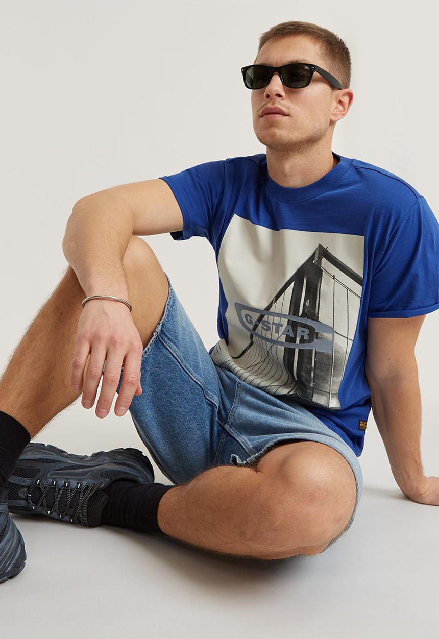 G-STAR - Hq oldskool logo lash r t compact slub jersey o - radar blue