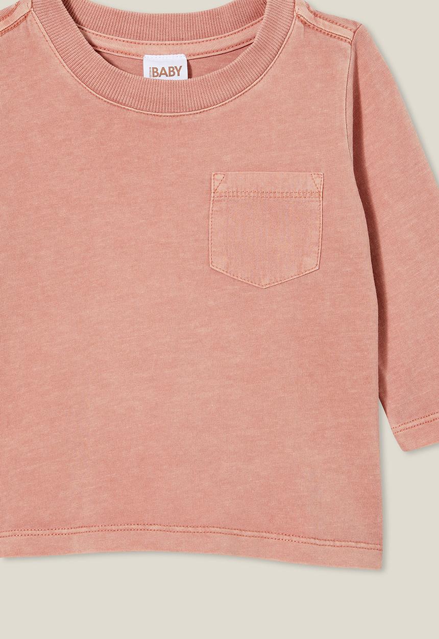 Cotton On - Jamie long sleeve tee - clay pigeon wash with pocket
