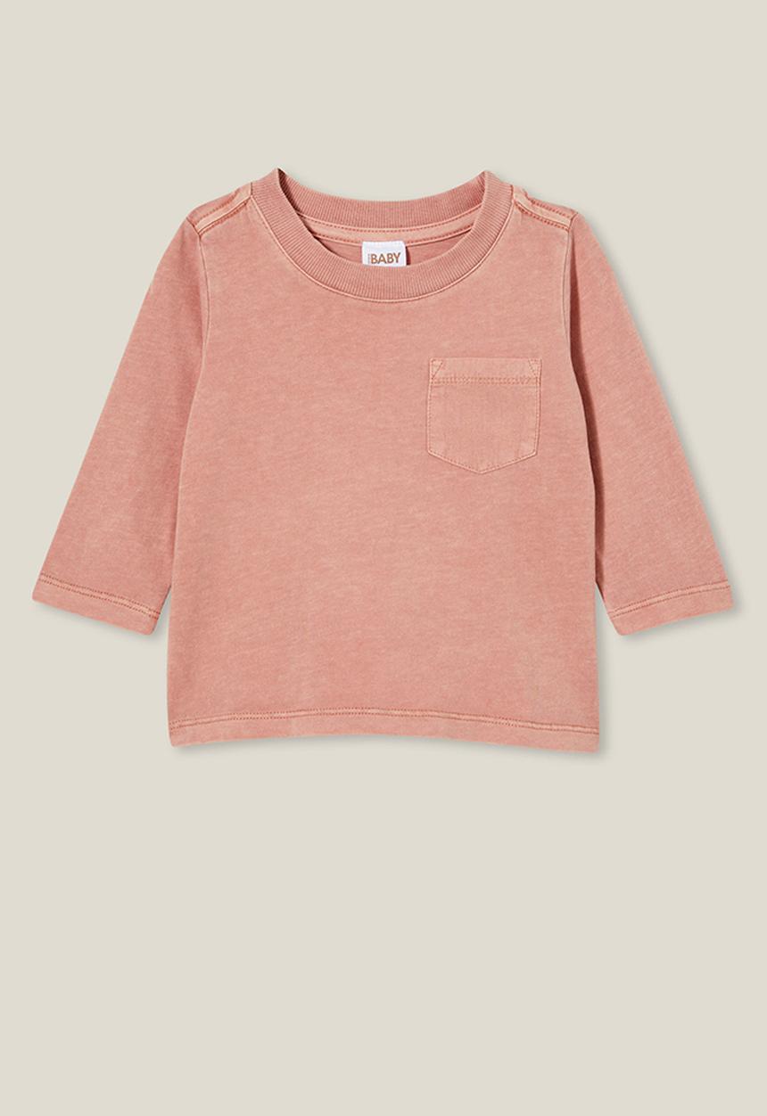 Cotton On - Jamie long sleeve tee - clay pigeon wash with pocket