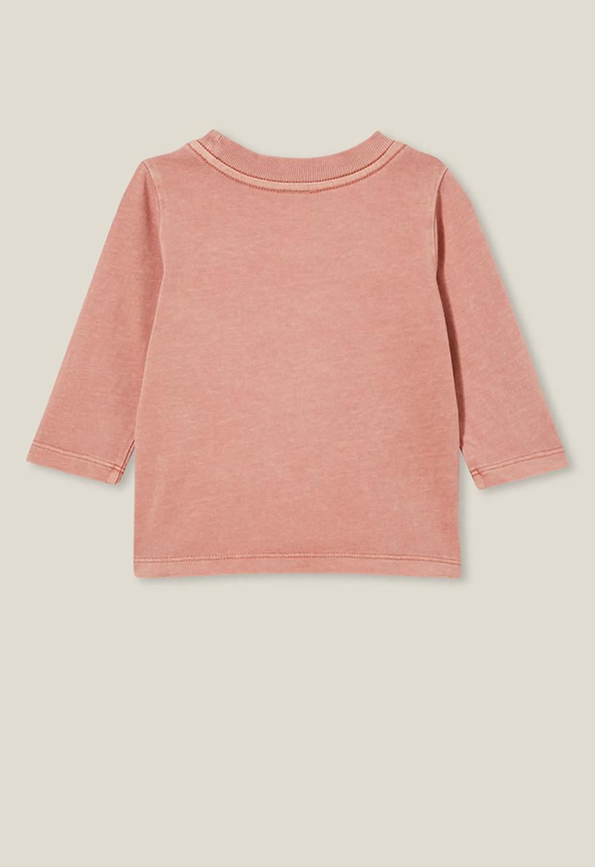 Cotton On - Jamie long sleeve tee - clay pigeon wash with pocket