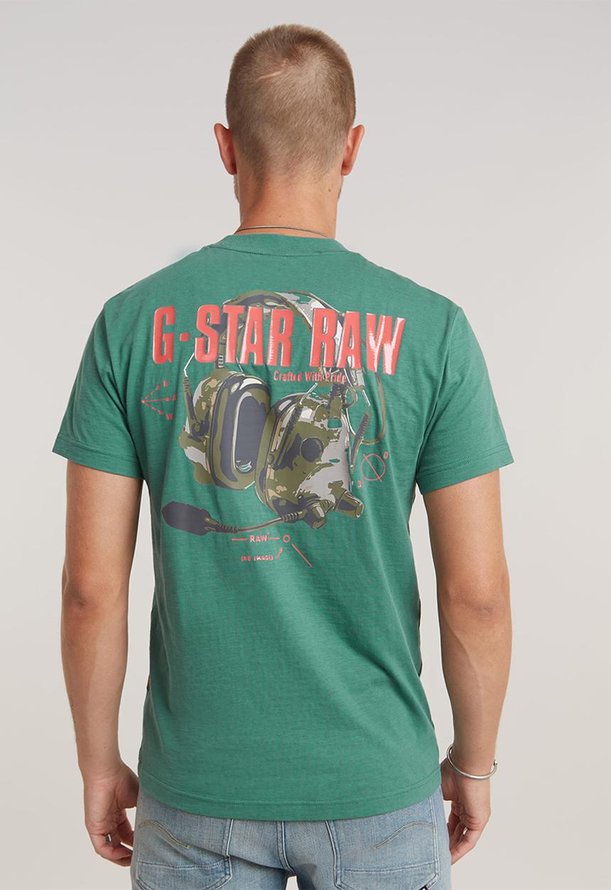 G-STAR - Headphones back gr r t compact slub jersey o - blue spruce