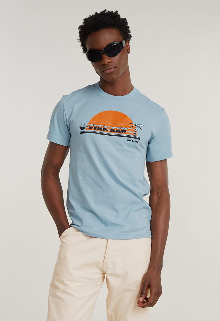 G-STAR - Sunrise slim r t compact jersey o - faze blue