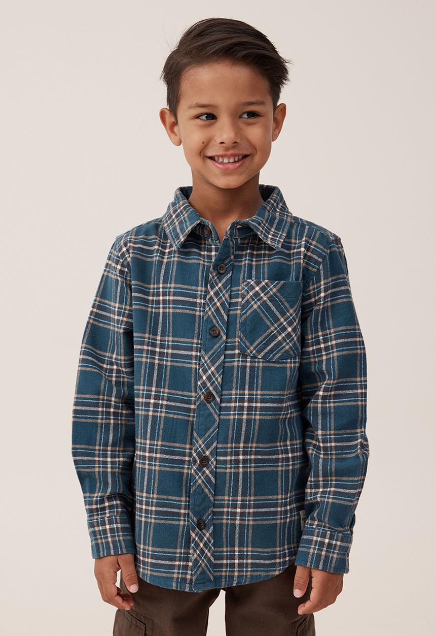 Cotton On - Rugged long sleeve shirt - stargazer/hot choccy plaid