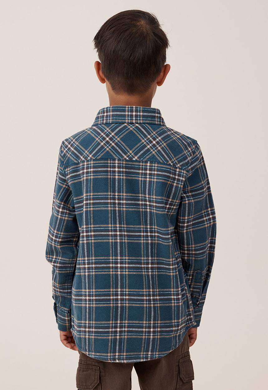 Cotton On - Rugged long sleeve shirt - stargazer/hot choccy plaid