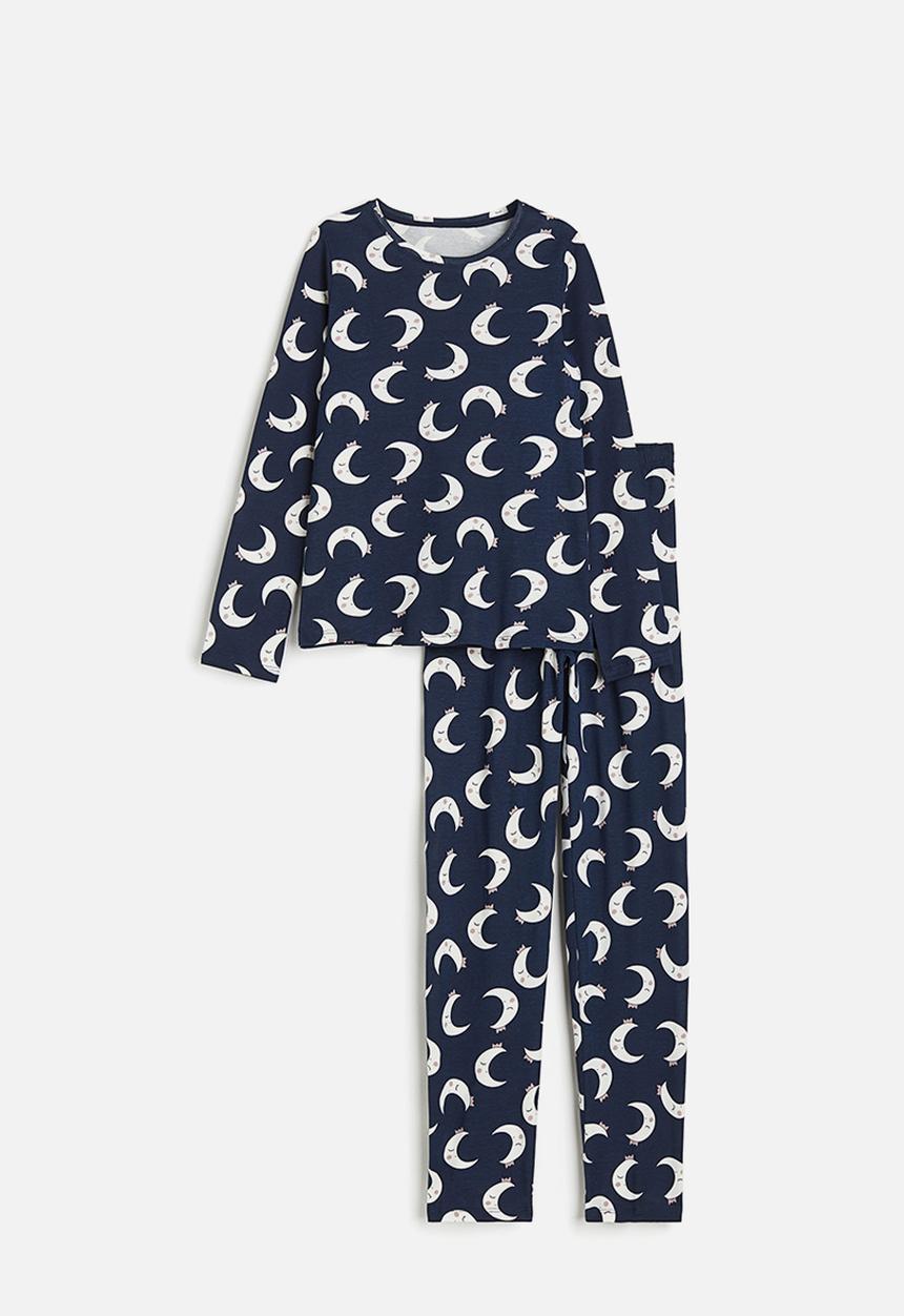 H&M - Cotton jersey pyjamas - dark blue moons 