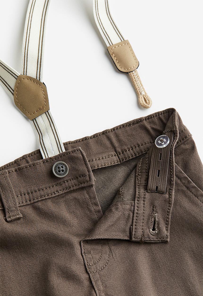 H&M - Twill trousers with braces - brown