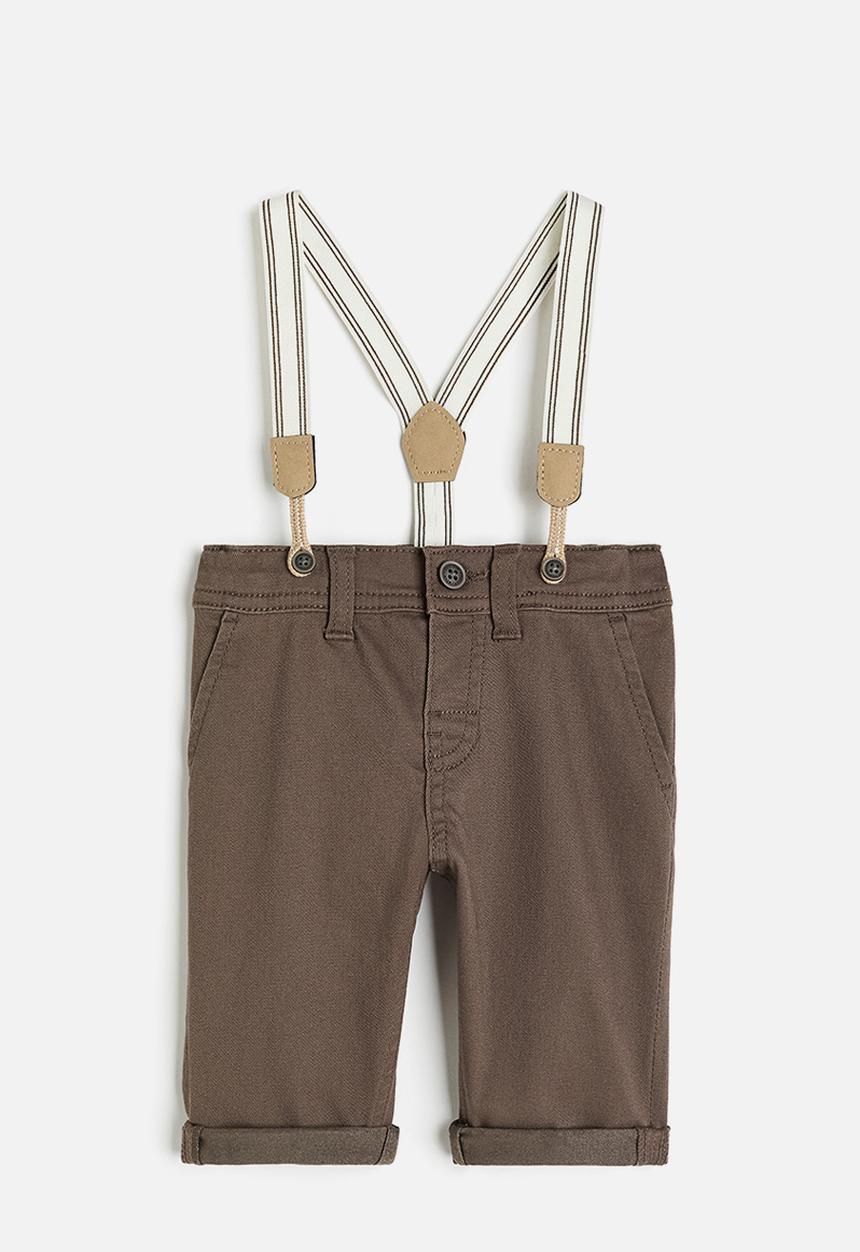 H&M - Twill trousers with braces - brown