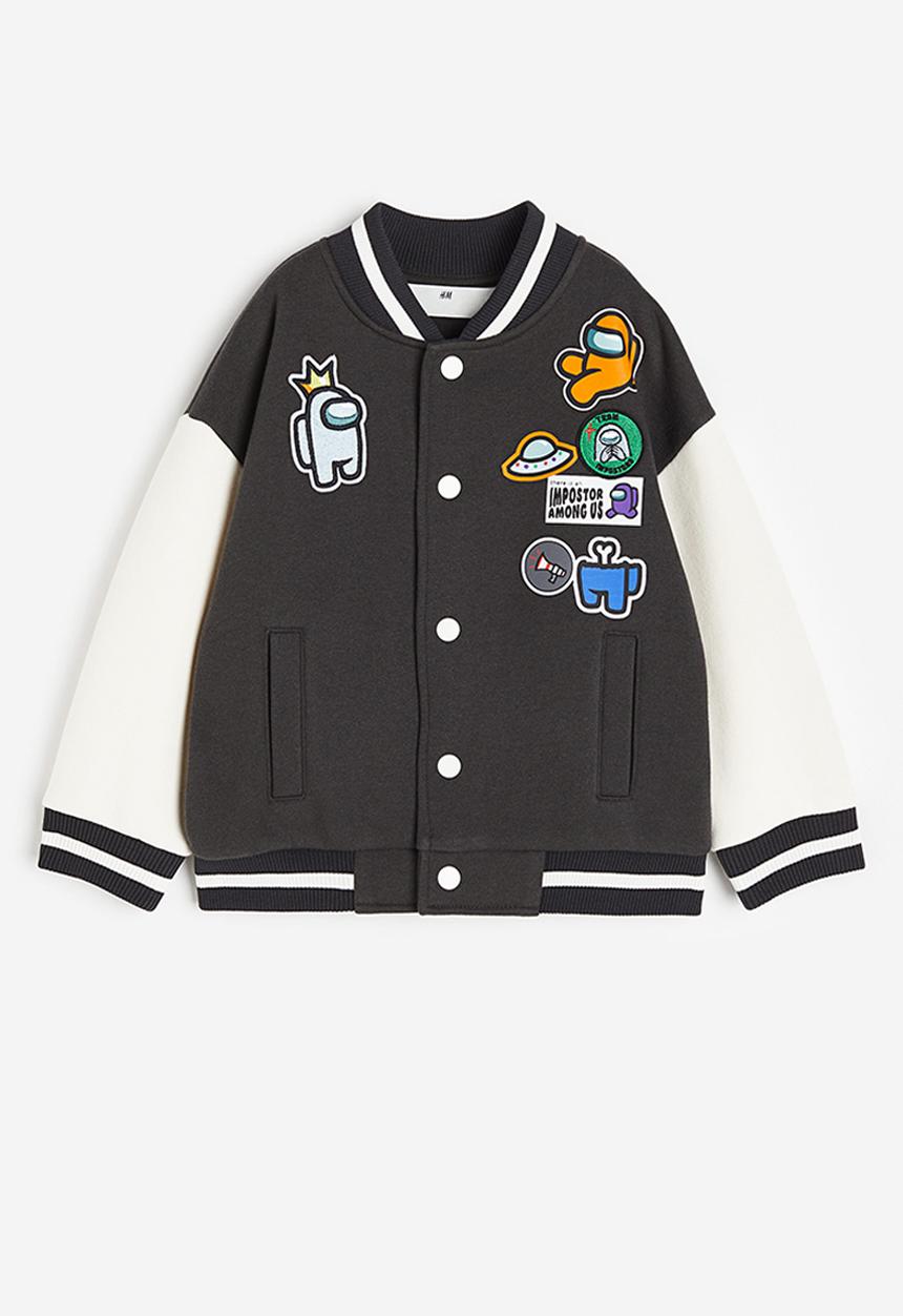 H&M - Oversized printed baseball jacket - dark grey/among us