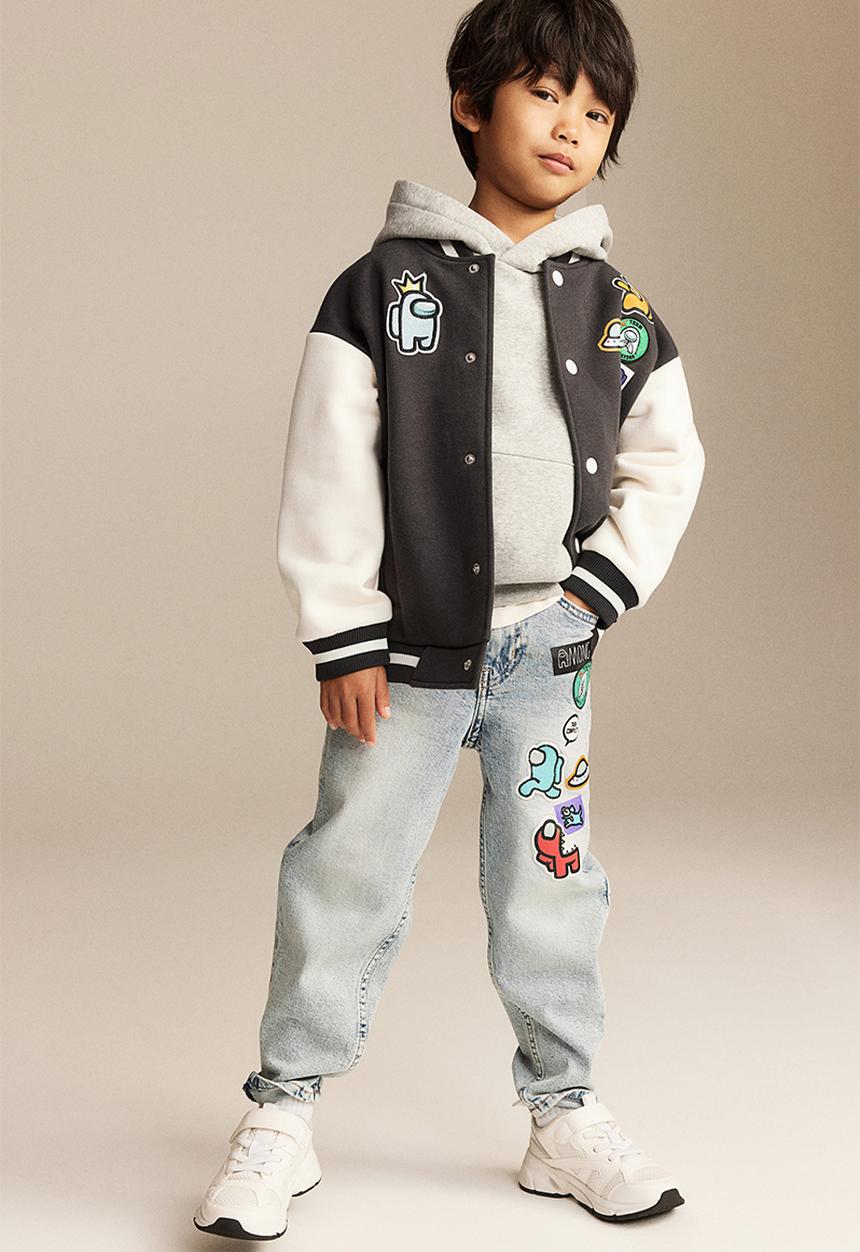 H&M - Oversized printed baseball jacket - dark grey/among us