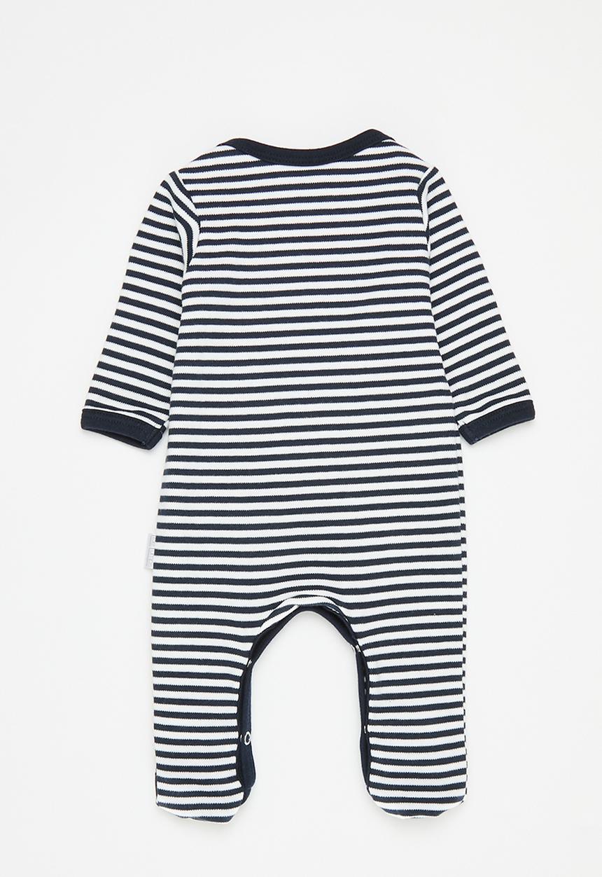 Little Lumps - Envelope long sleeve babygrow - navy & white
