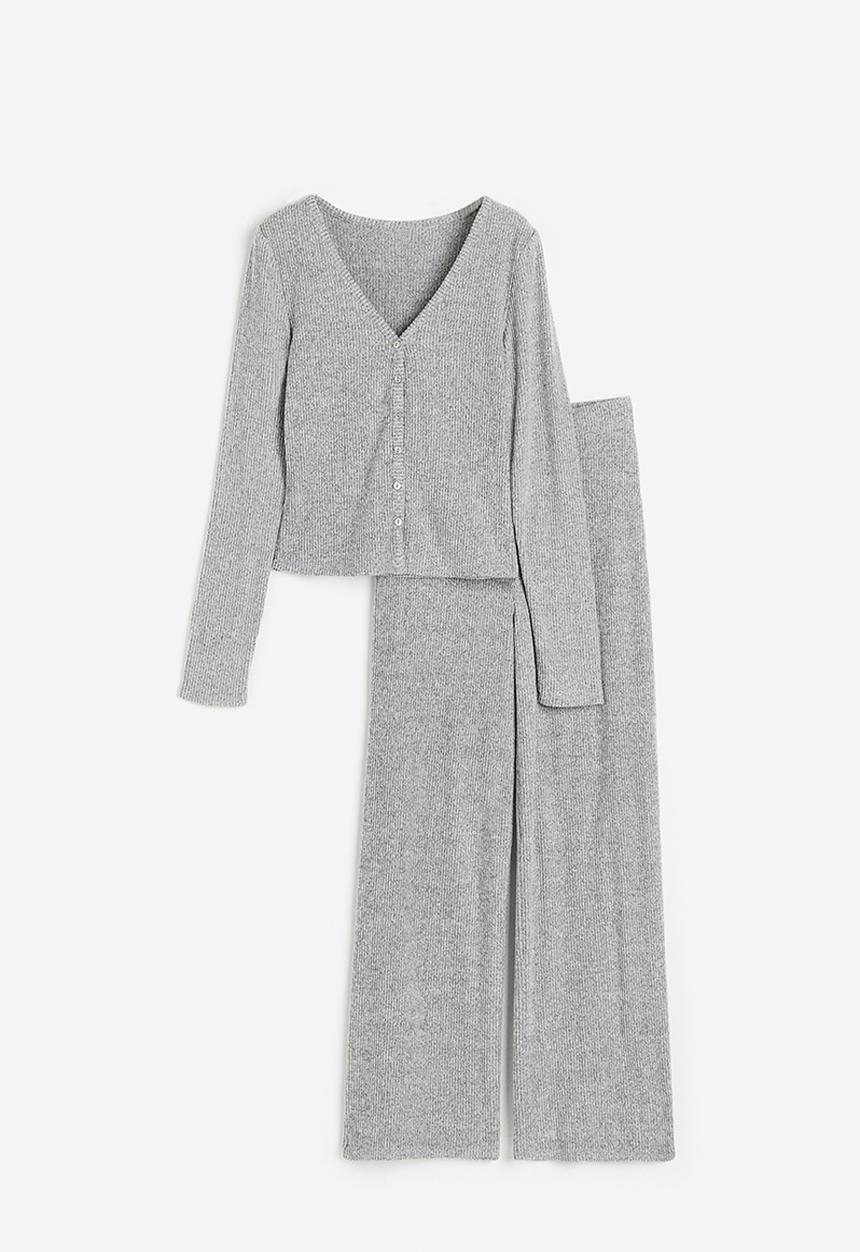H&M - Ribbed pyjamas - light grey marl